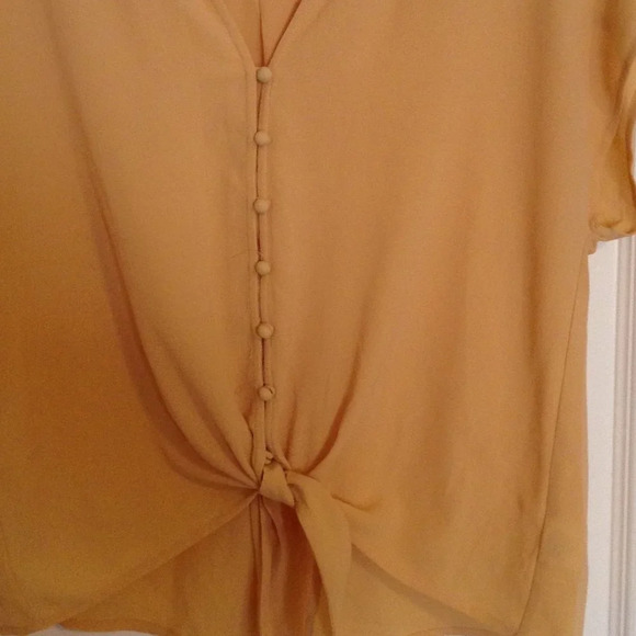 Pink Rose Women's Tie Knot Blouse Top Button Down Front Mustard Sleeveless - Picture 2 of 6